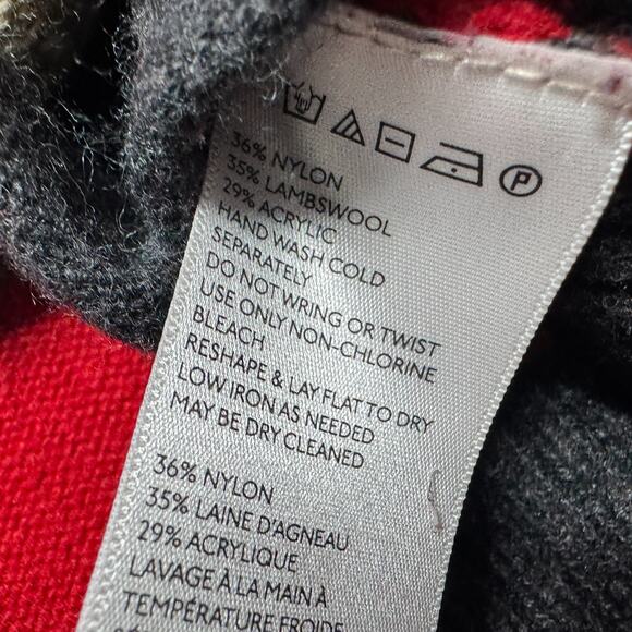 Red and Tan Striped Men's Cardigan Sweater - Picture 3 of 6